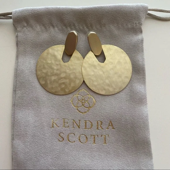 NWOT Kendra Scott Didi Gold Statement Earrings - Picture 4 of 8